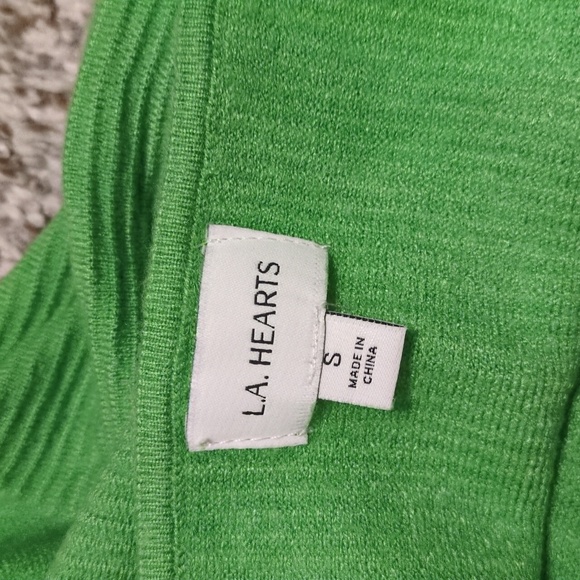 Green Square Neck Ribbed Cropped Top Small - Picture 3 of 3